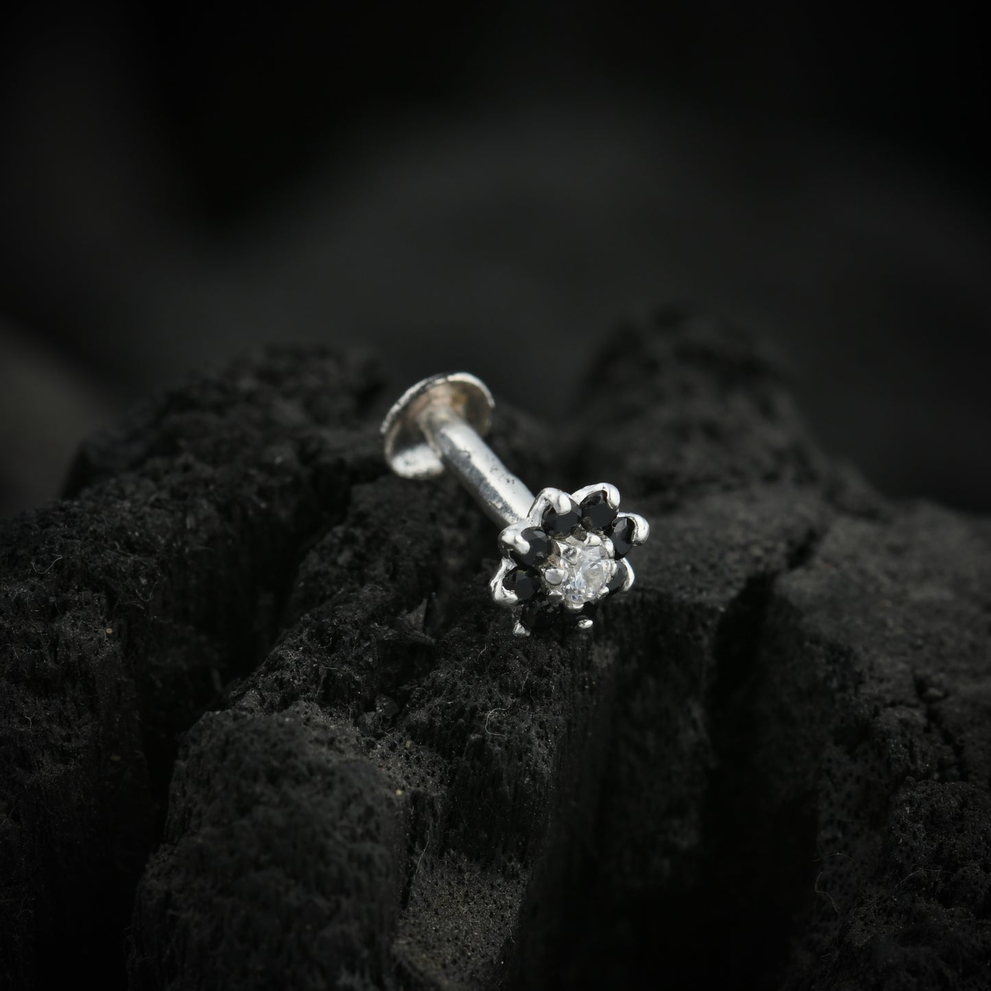 Suchitra Silver CZ Nose Pin