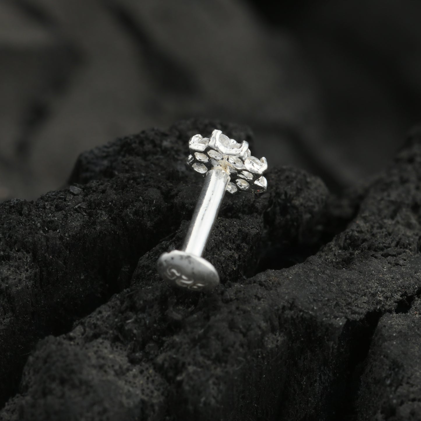 Suchitra Silver CZ Nose Pin