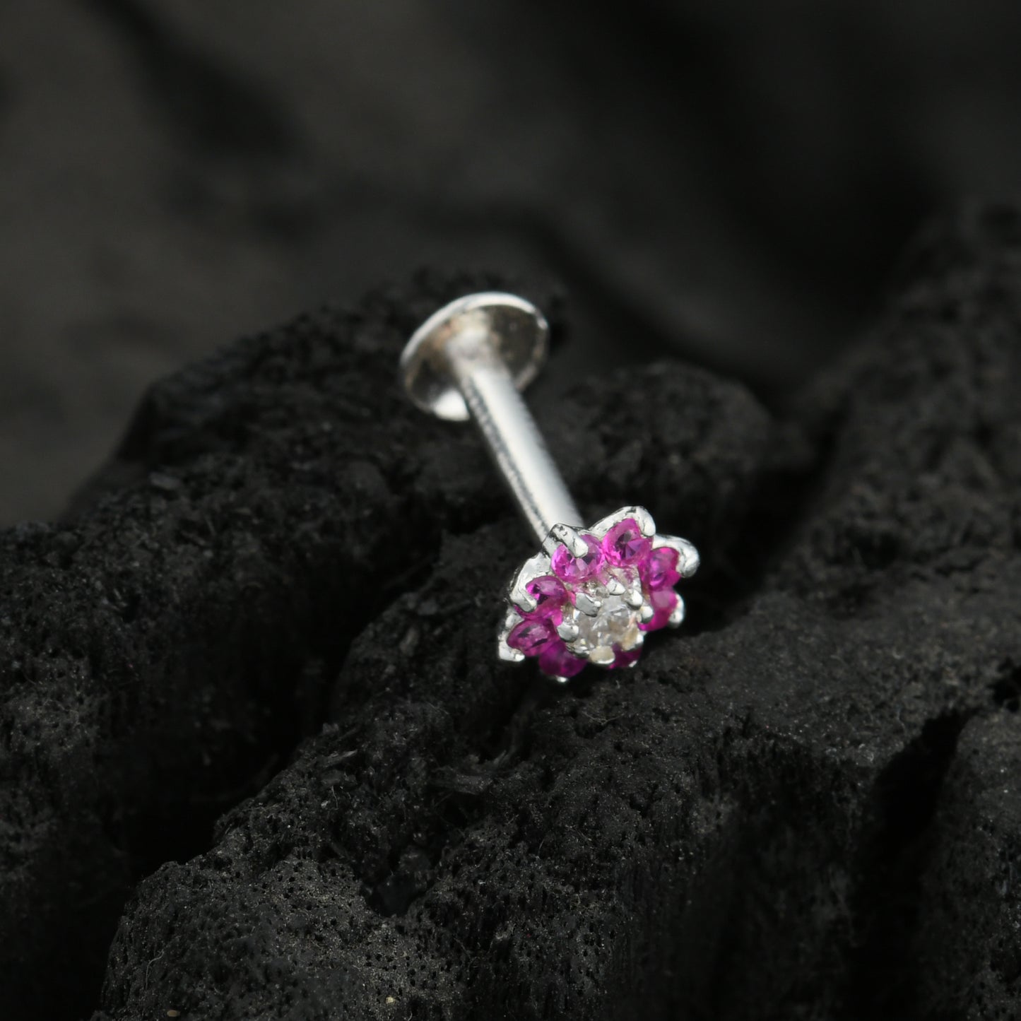 Suchitra Silver CZ Nose Pin