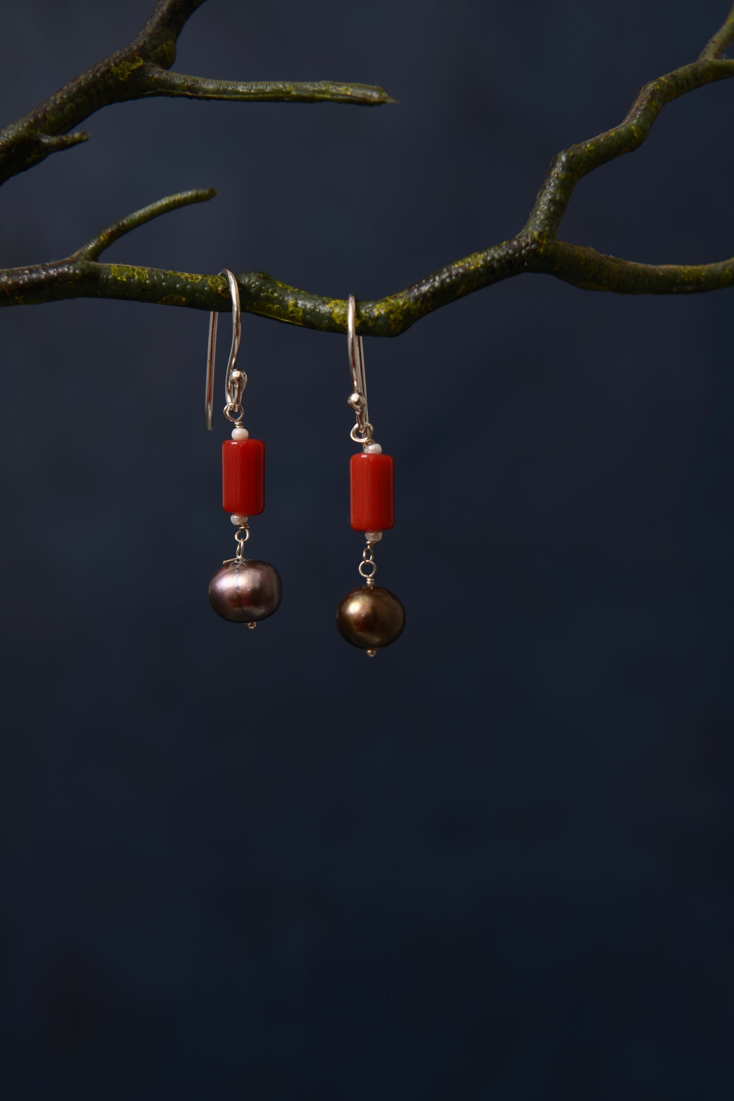 Coral and Pearl Earrings