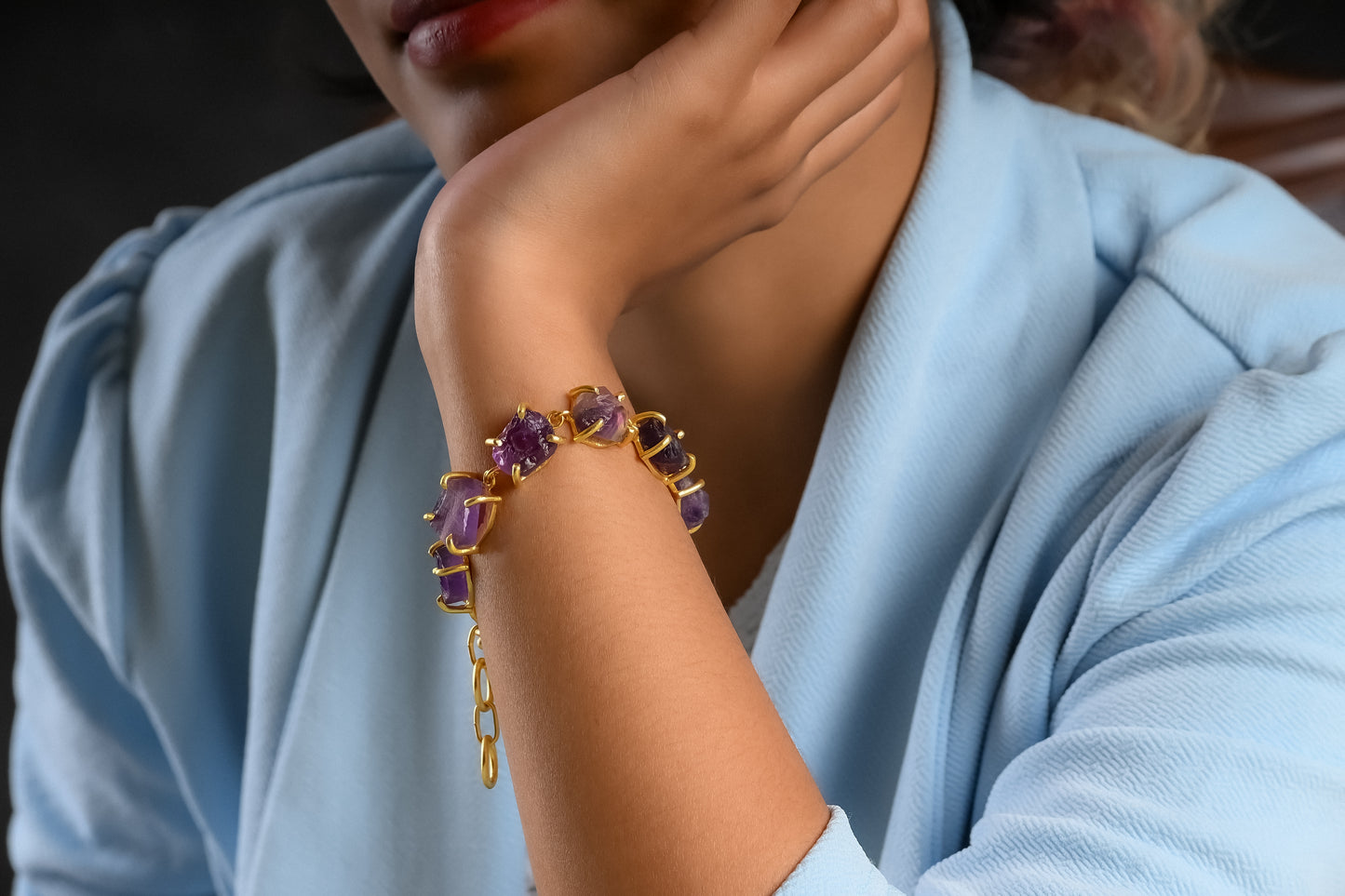 Uncut Amethyst Bracelet