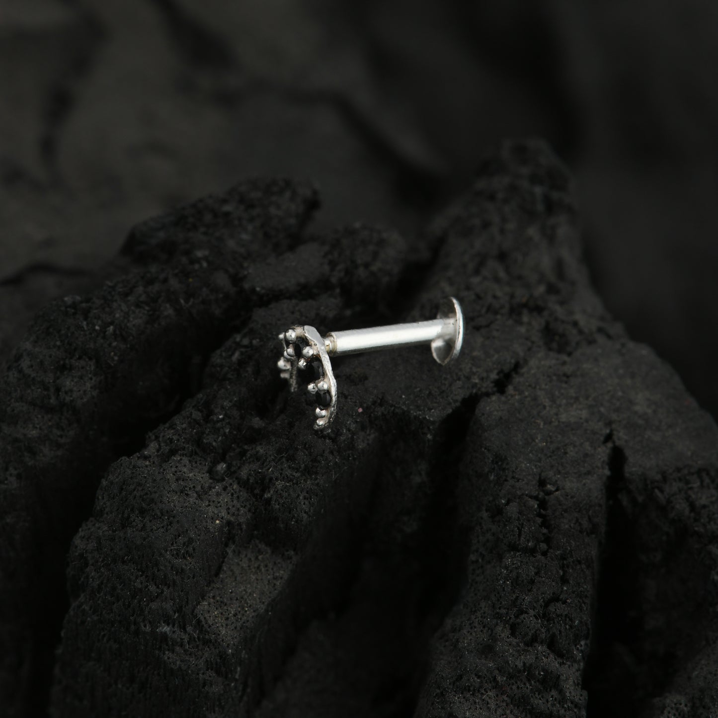 CZ Moon Silver Nose Pin