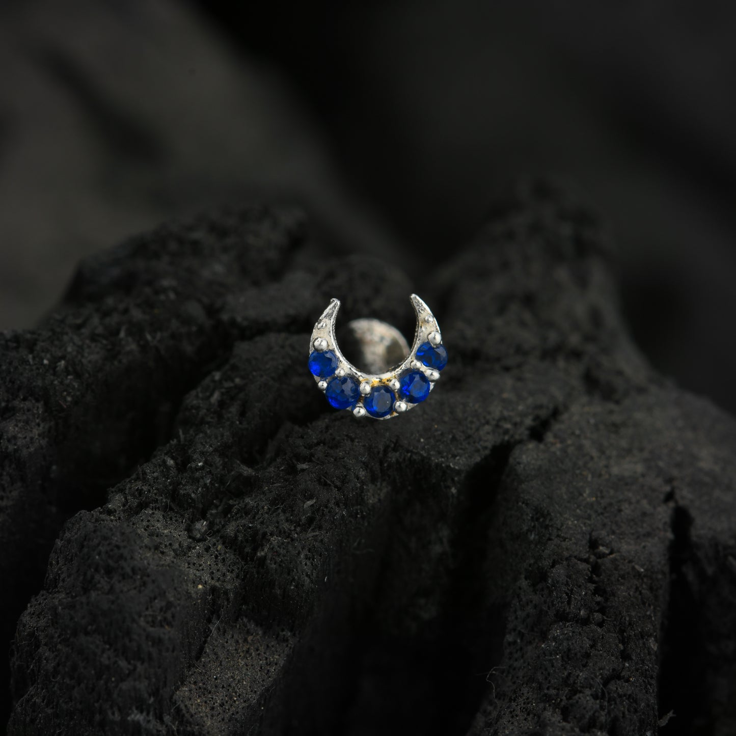 CZ Moon Silver Nose Pin