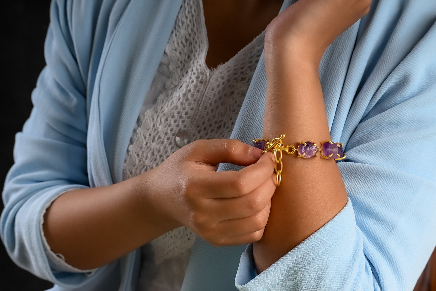 Uncut Amethyst Bracelet