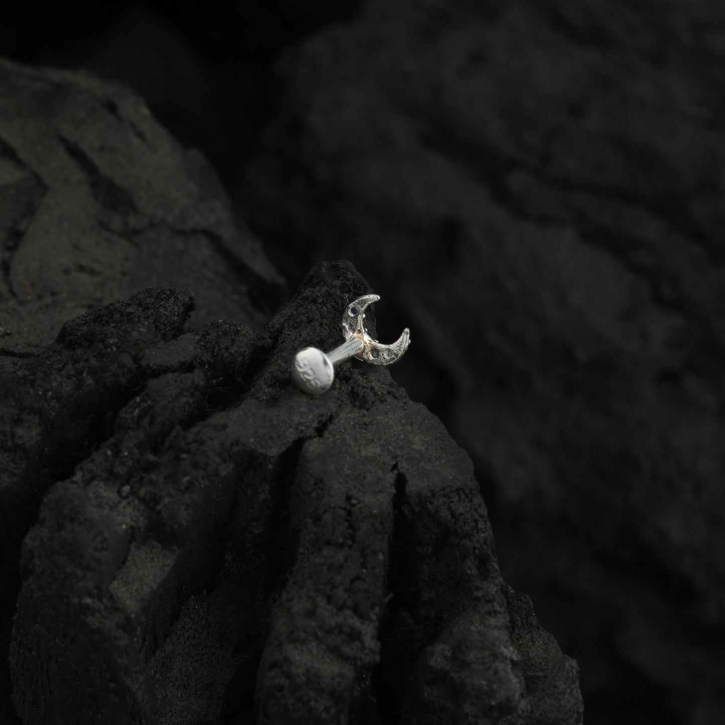 CZ Moon Silver Nose Pin