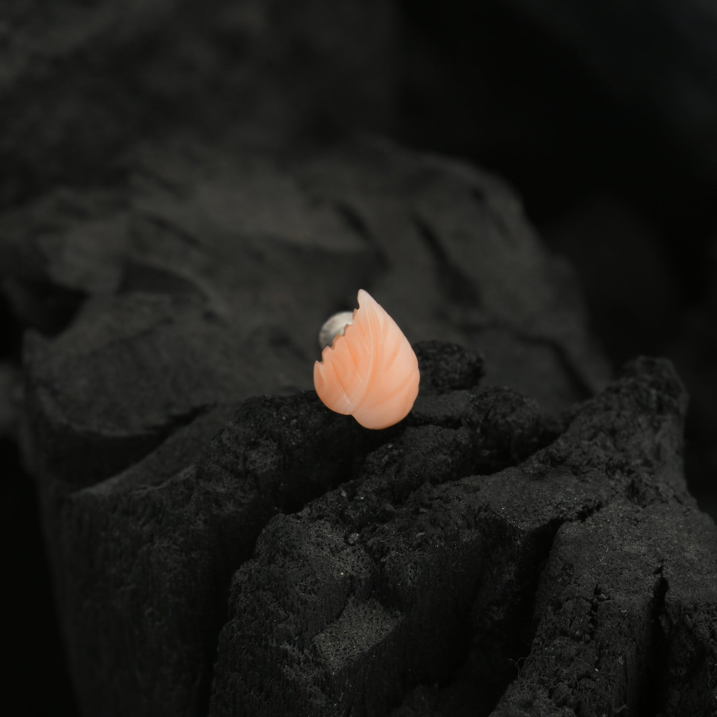 Natural Coral Silver Leaf Nose Pin