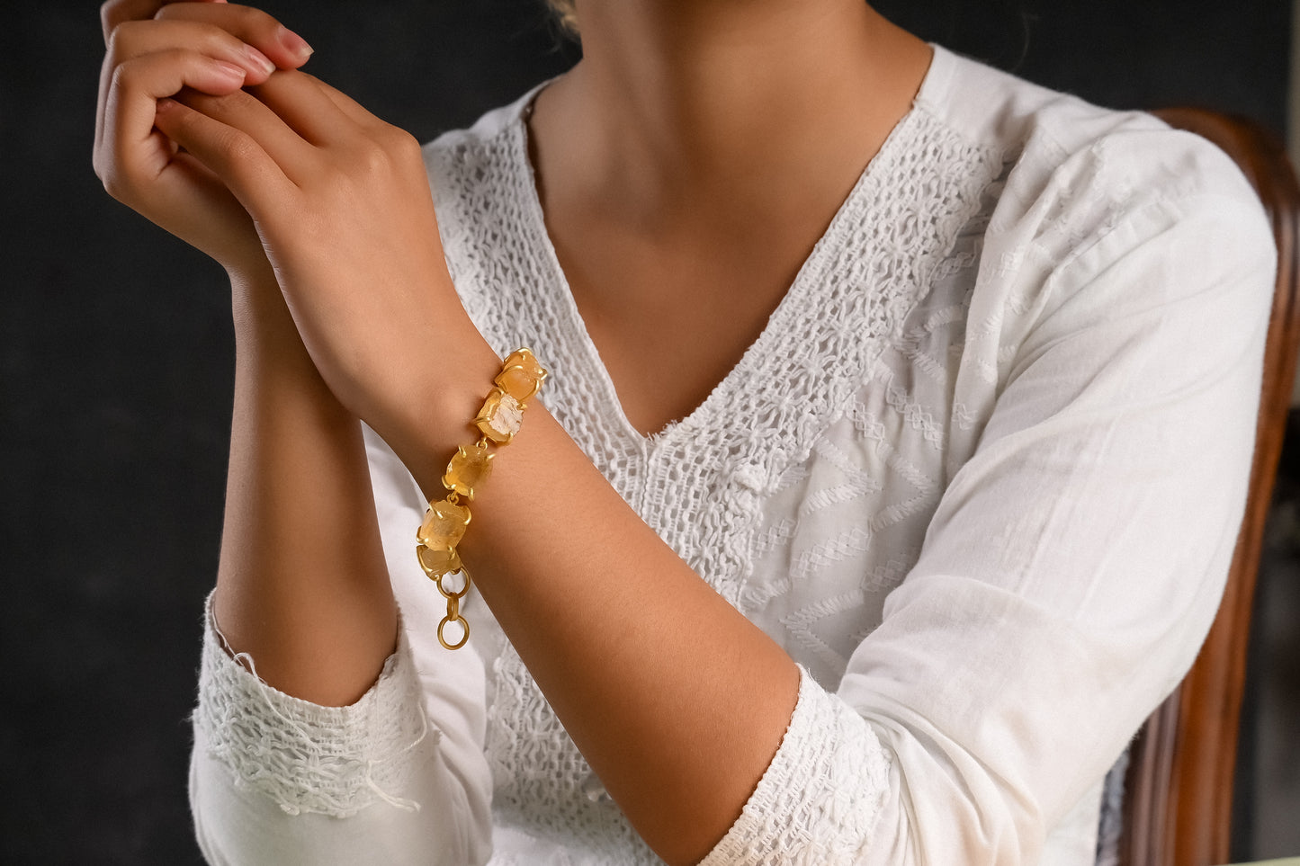 Uncut Citrine Bracelet