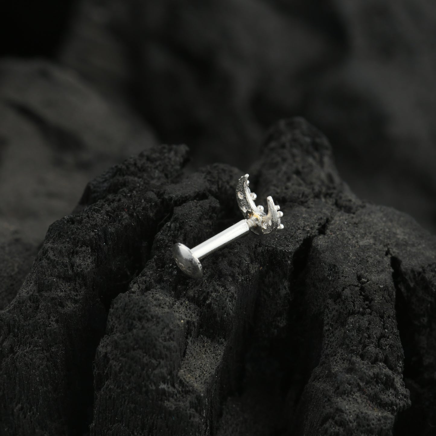 CZ Moon Silver Nose Pin