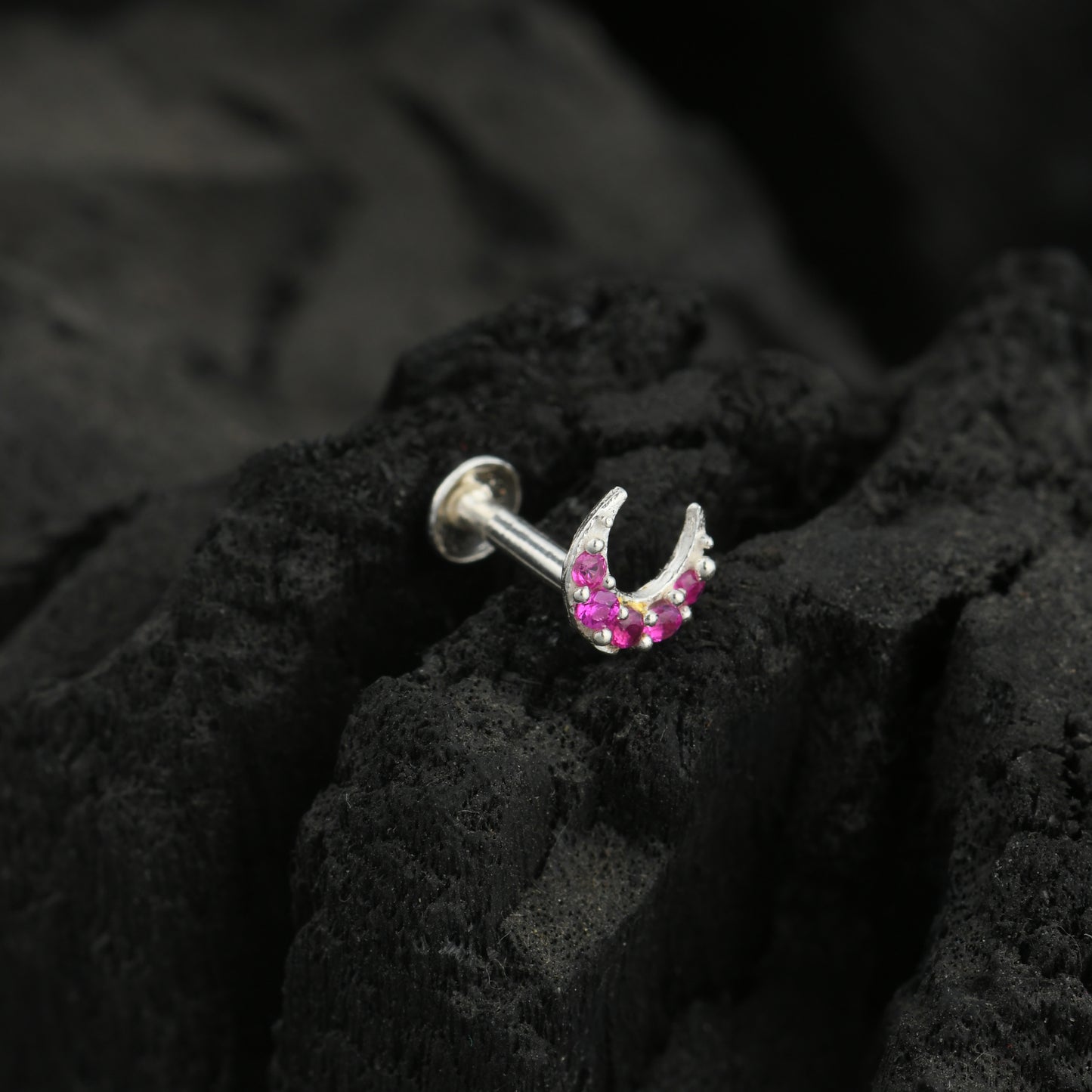 CZ Moon Silver Nose Pin