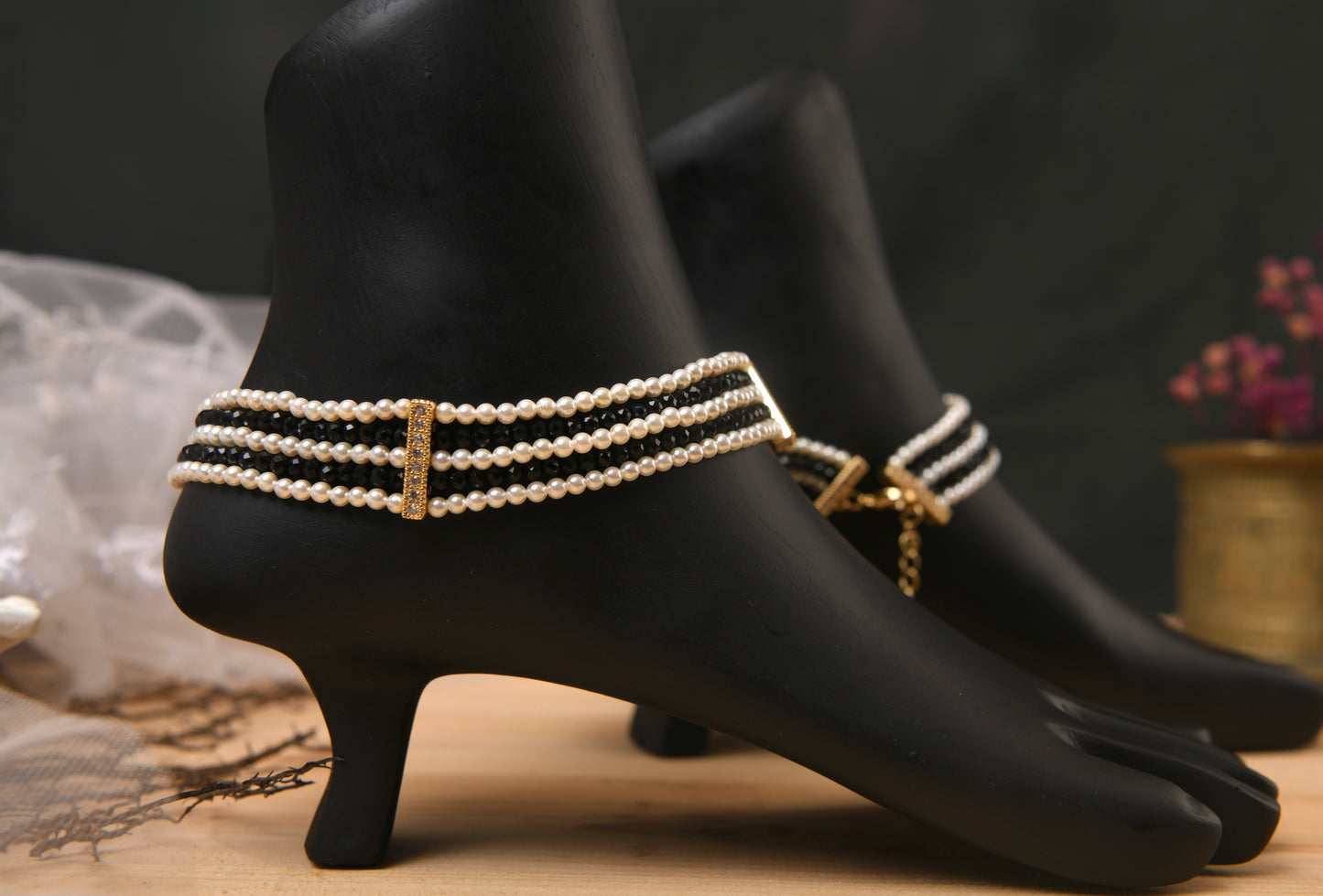 Pearl Allure Anklets (Gold Plated)