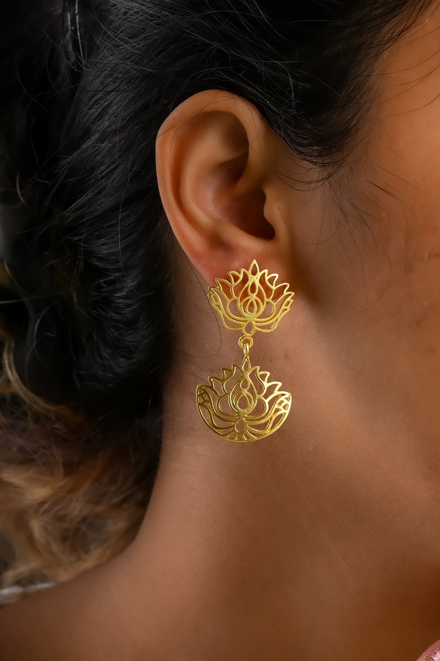 Lotus Blossom Filigree Earrings