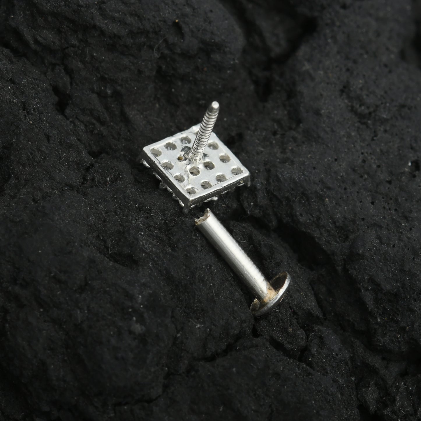 Quart CZ Silver Nose Pin