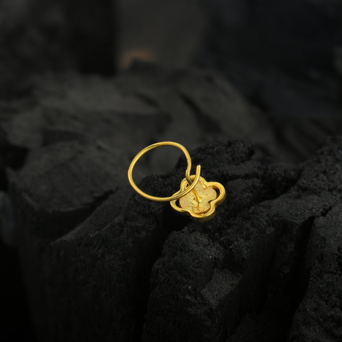 Clover Leaf Enamel Silver Nose Pin