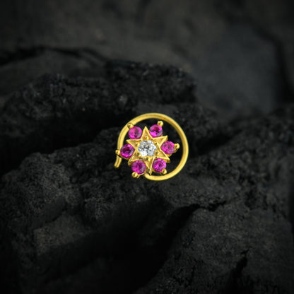 Shimmering Star Gold Plated Silver Nose Pin