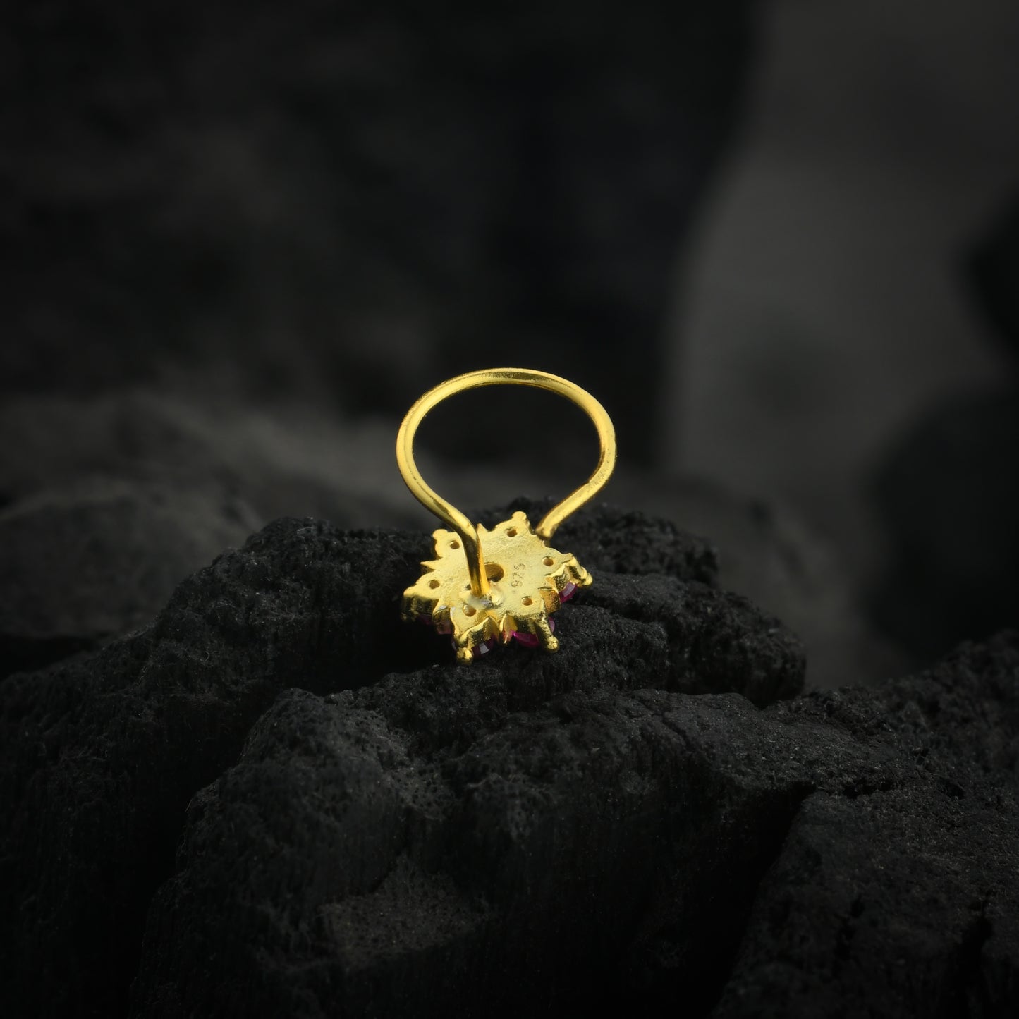 Shimmering Star Gold Plated Silver Nose Pin