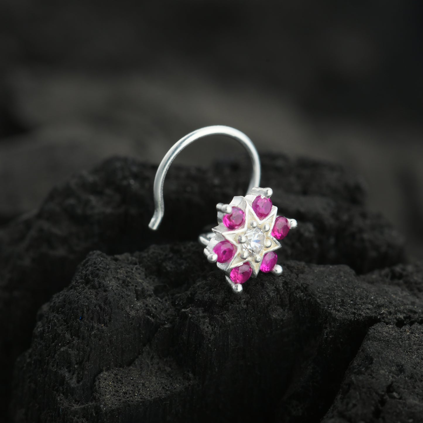 Shimmering Star Silver Nose Pin