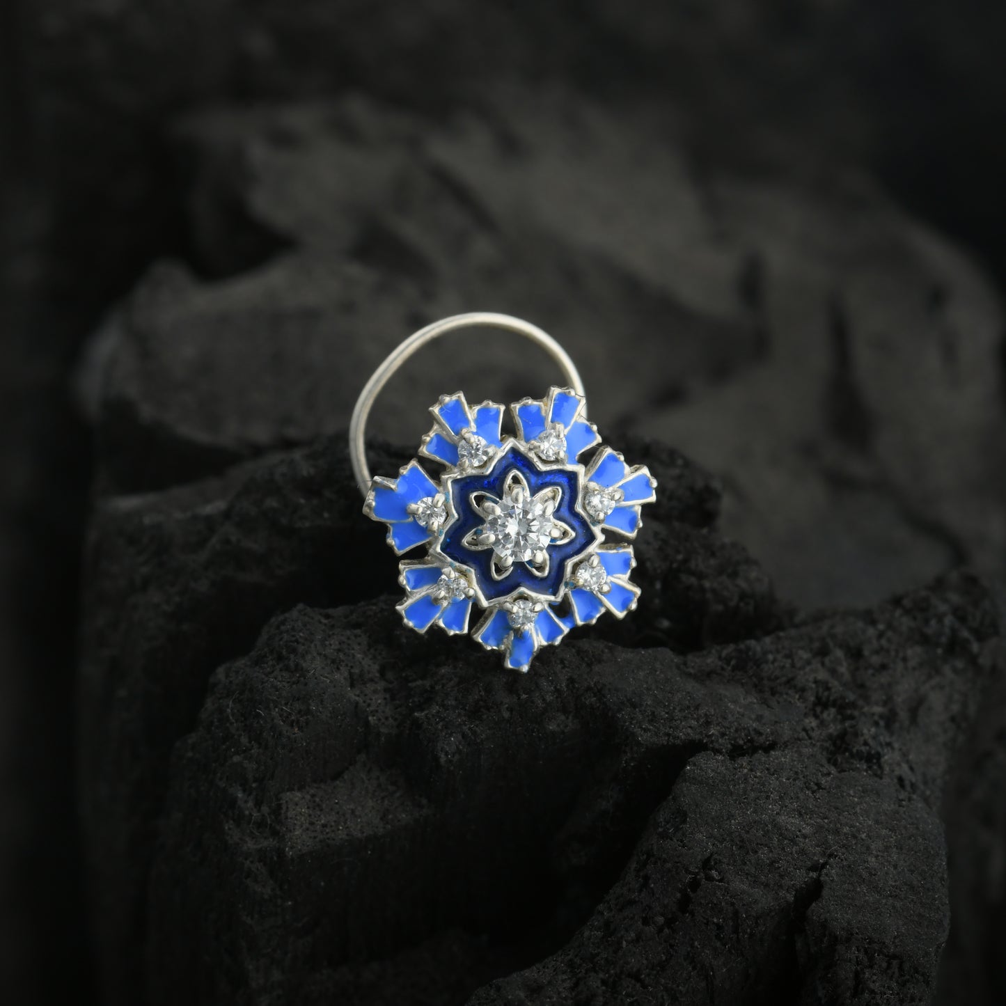 Hydrangea Flower Silver Nose Pin
