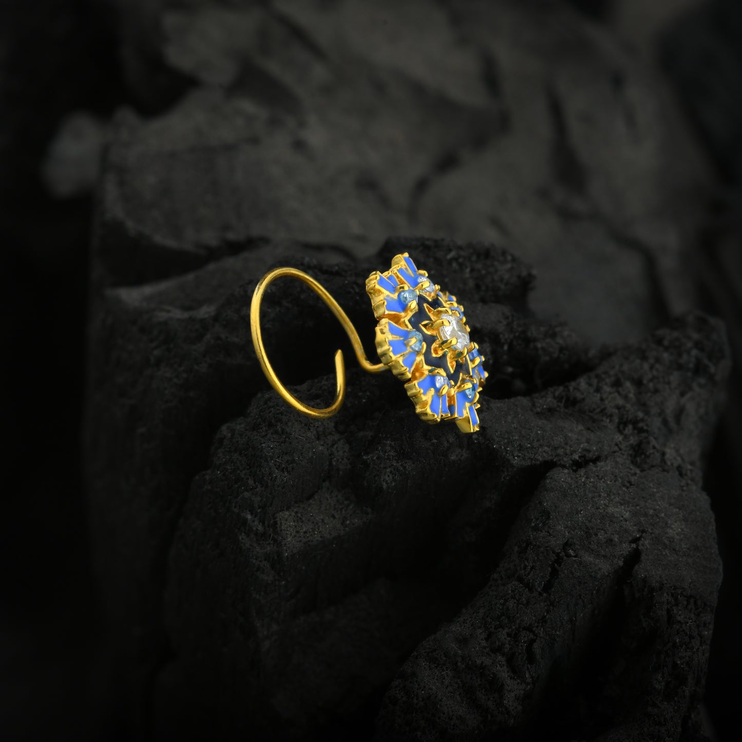Hydrangea Flower Gold Plated Silver Nose Pin