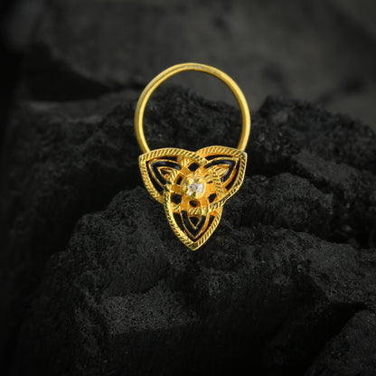 Mystic Triangle Gold Plated Silver Nose Pin