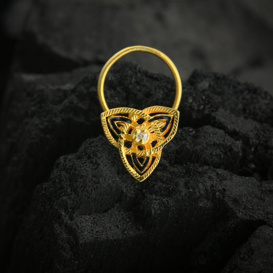 Mystic Triangle Gold Plated Silver Nose Pin