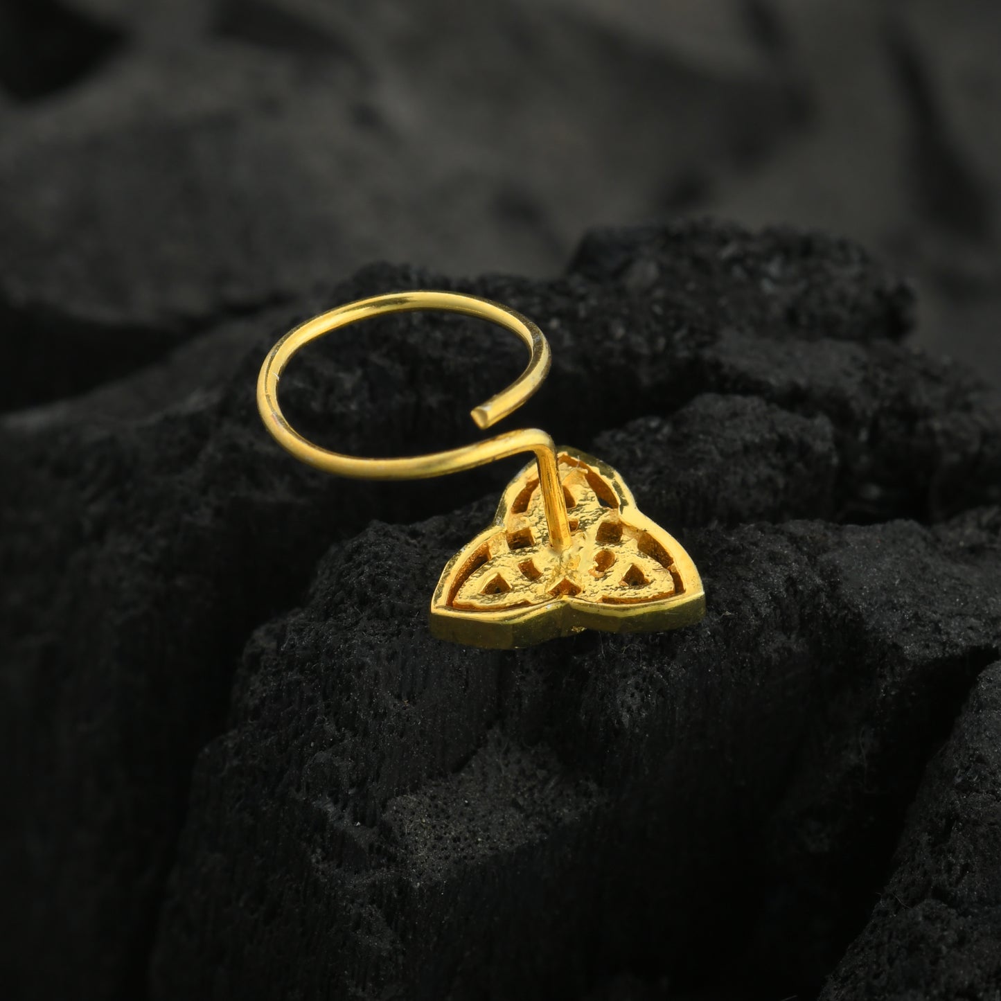 Mystic Triangle Gold Plated Silver Nose Pin