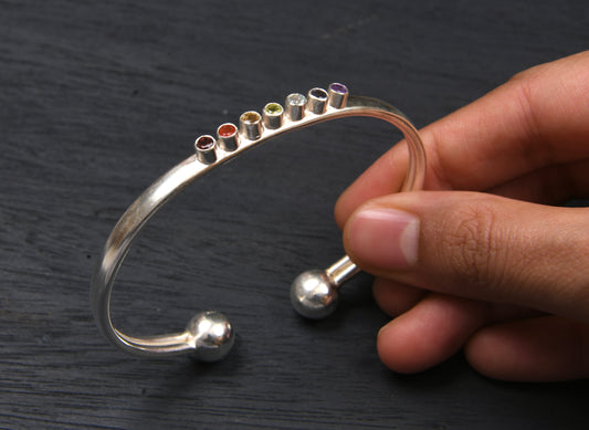 Chakra Silver Bangle