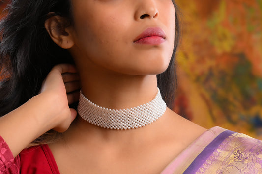 Pearl Woven Band Choker