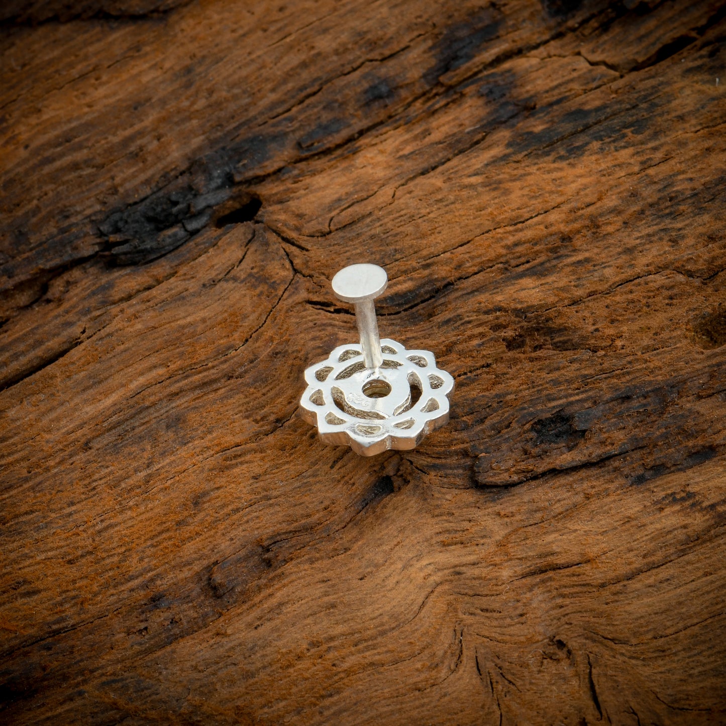 Manipura Chakra Silver Nose Pin