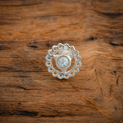Vishuddhi Chakra Silver Nose Pin