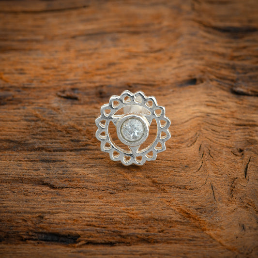 Vishuddhi Chakra Silver Nose Pin