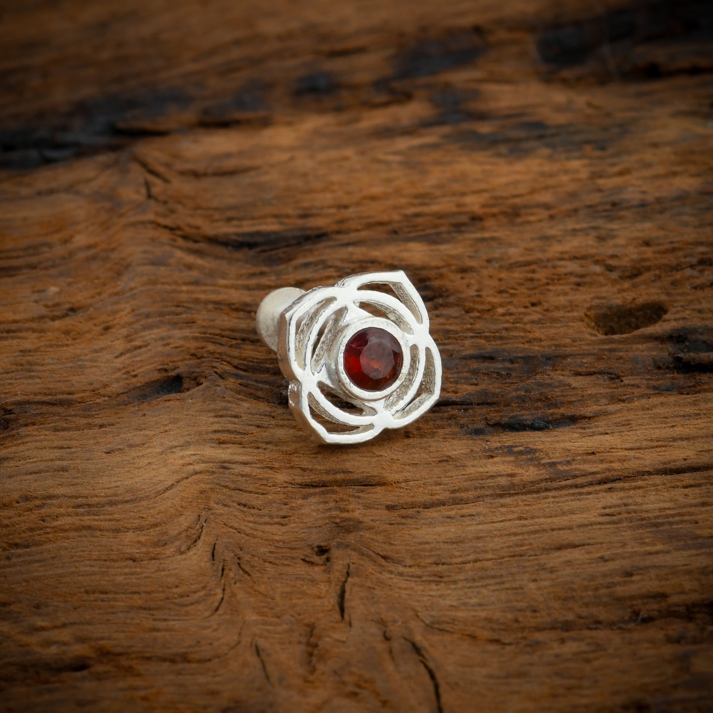 Root Chakra Silver Nose Pin