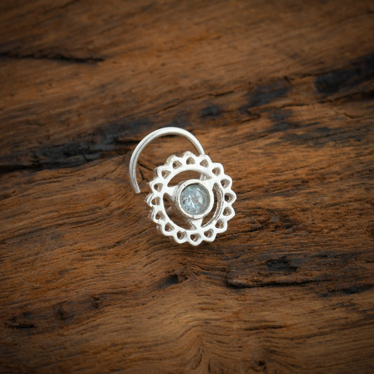 Vishuddhi Chakra Silver Nose Pin