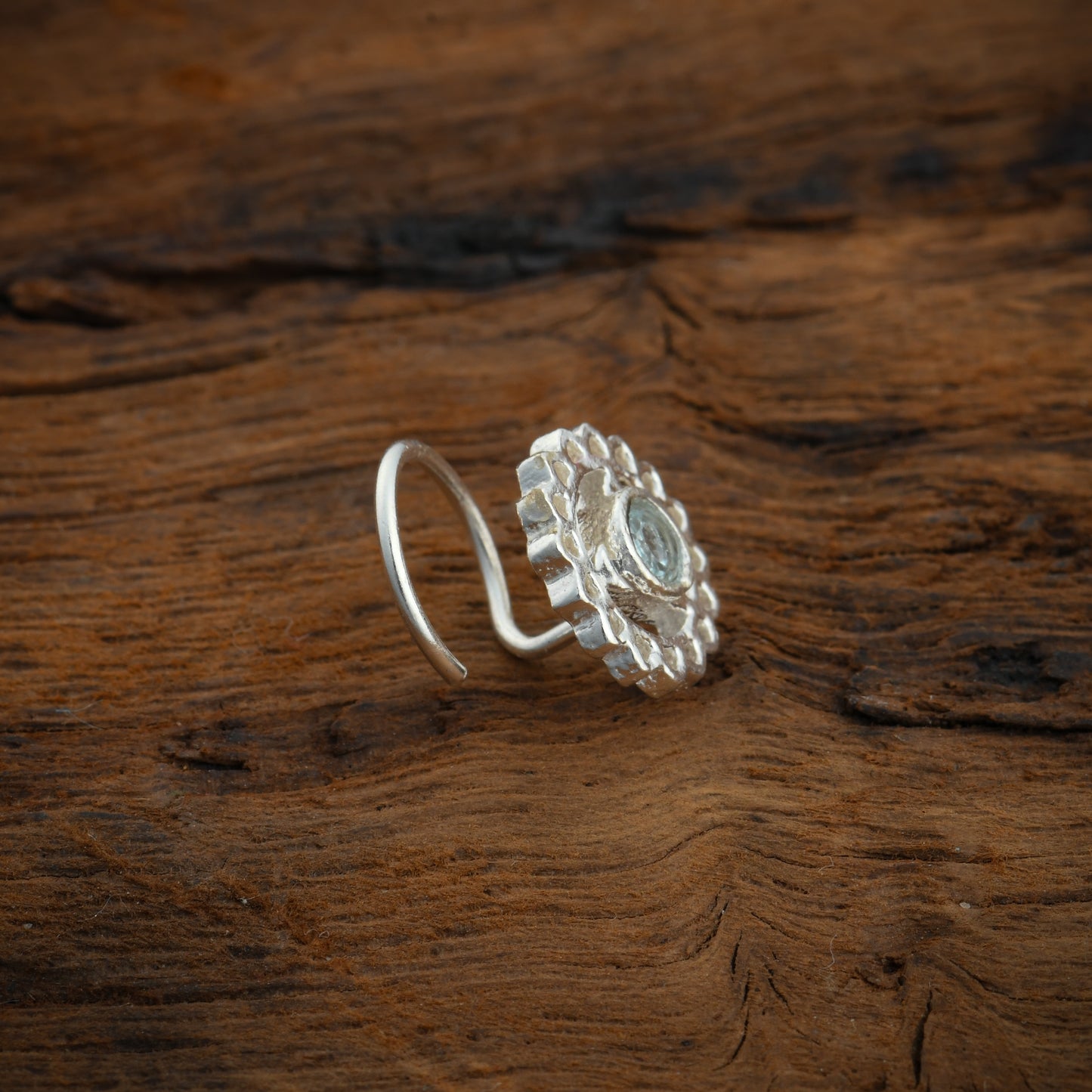 Vishuddhi Chakra Silver Nose Pin