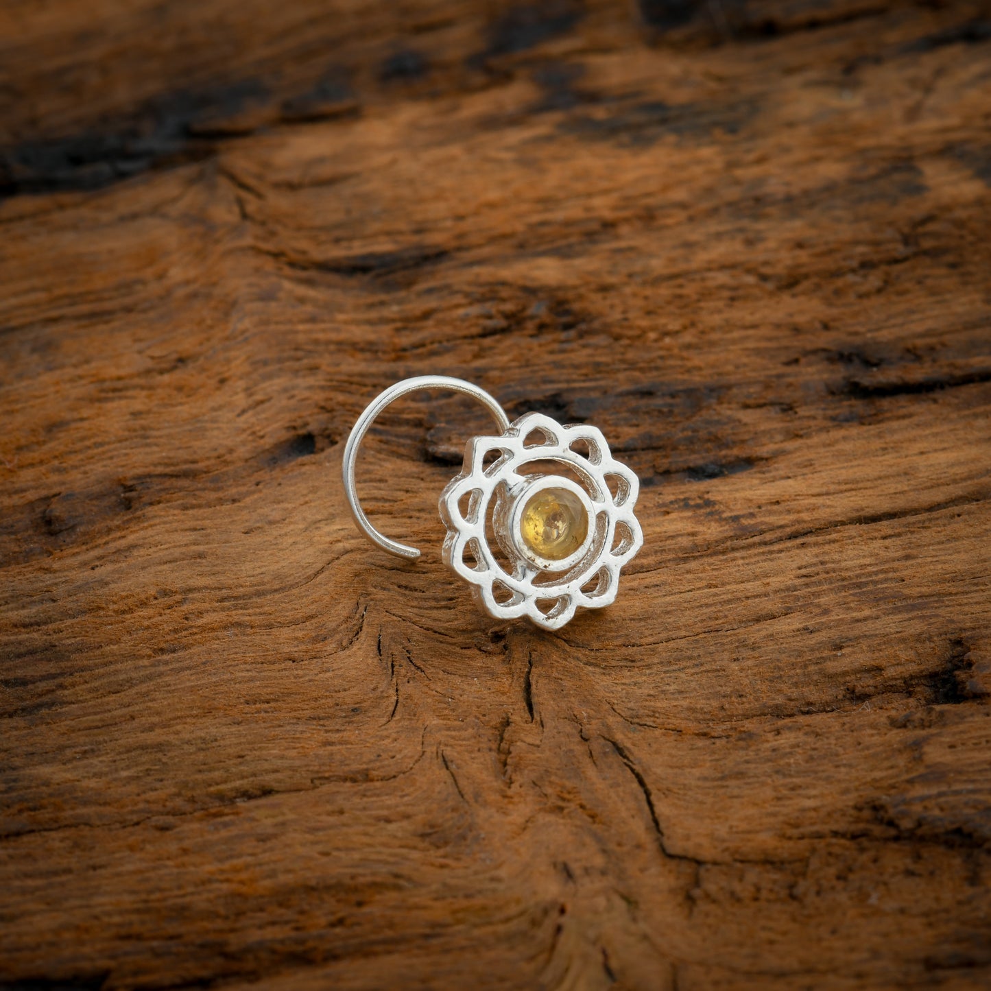 Manipura Chakra Silver Nose Pin