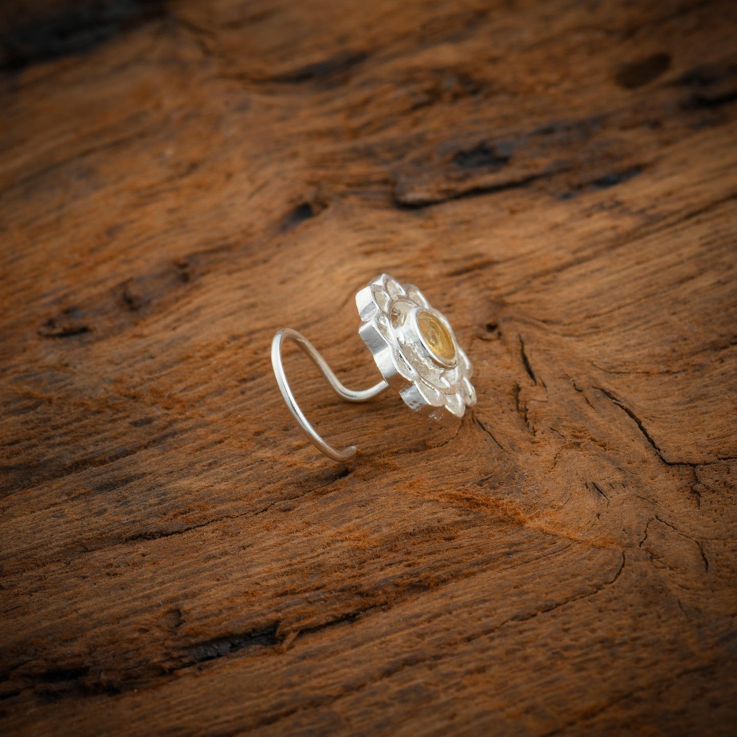 Manipura Chakra Silver Nose Pin