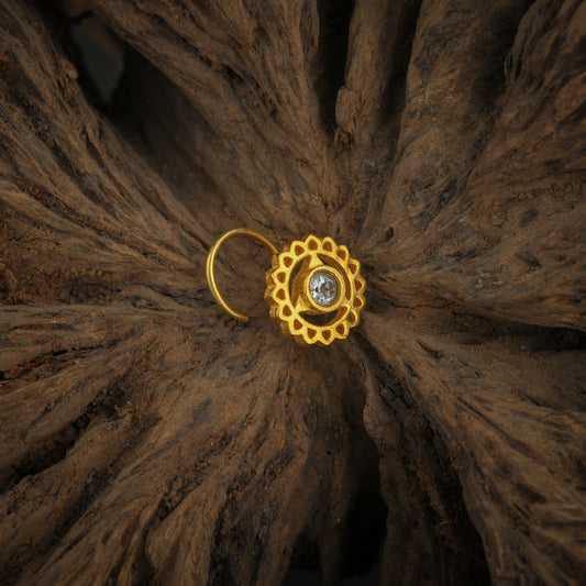 Vishuddhi Chakra Gold Plated Silver Nose Pin