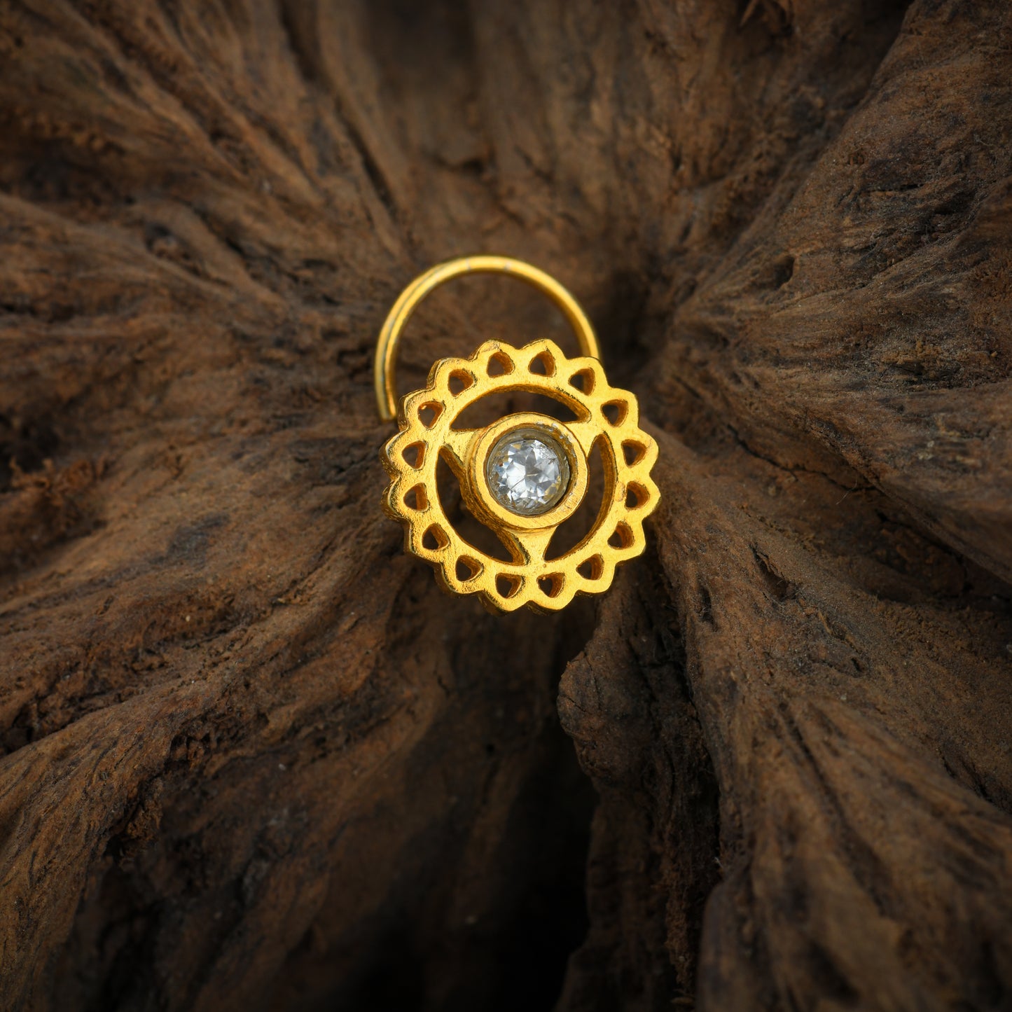 Vishuddhi Chakra Gold Plated Silver Nose Pin