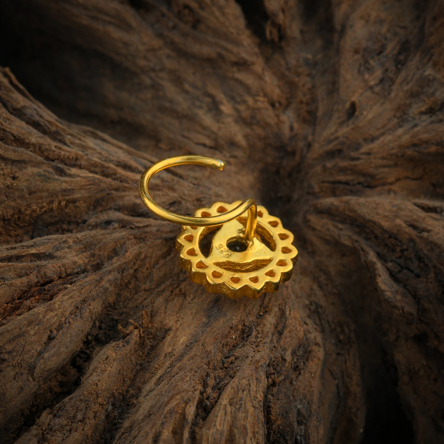 Vishuddhi Chakra Gold Plated Silver Nose Pin