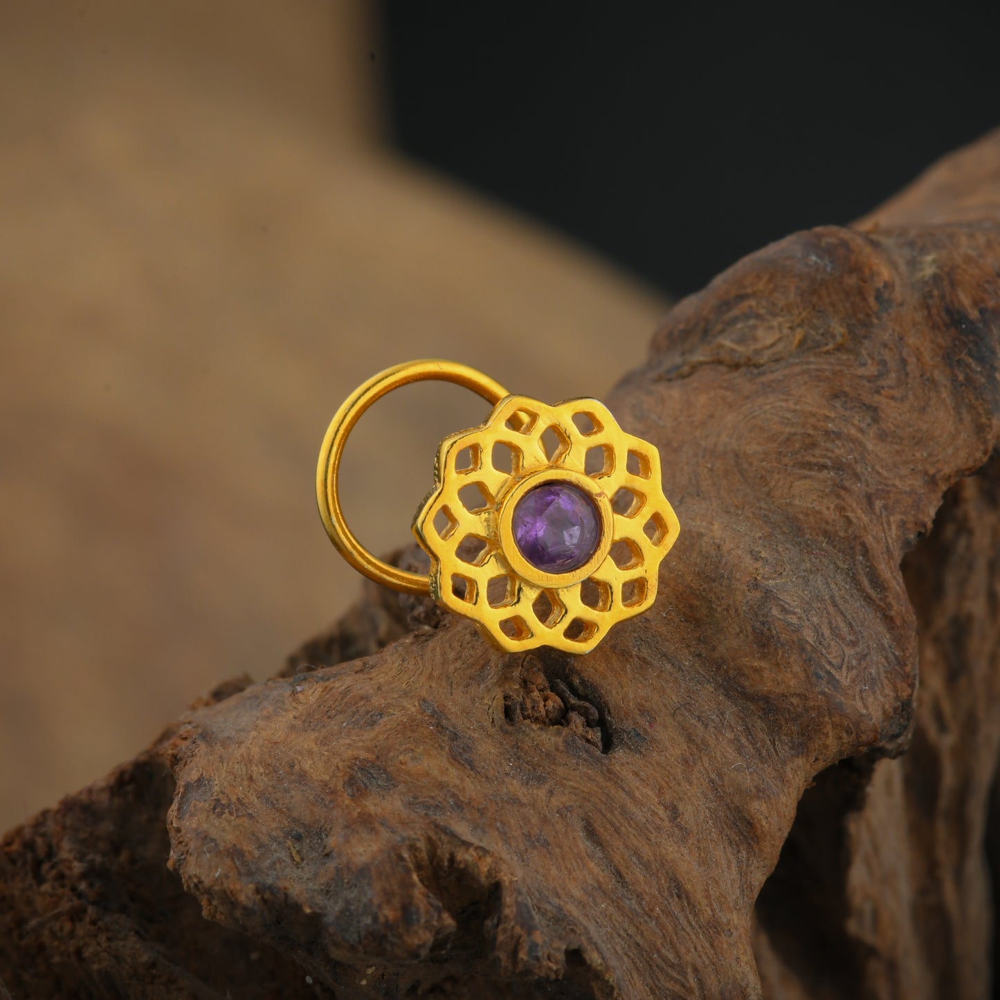 Crown Chakra Gold Plated Silver Nose Pin