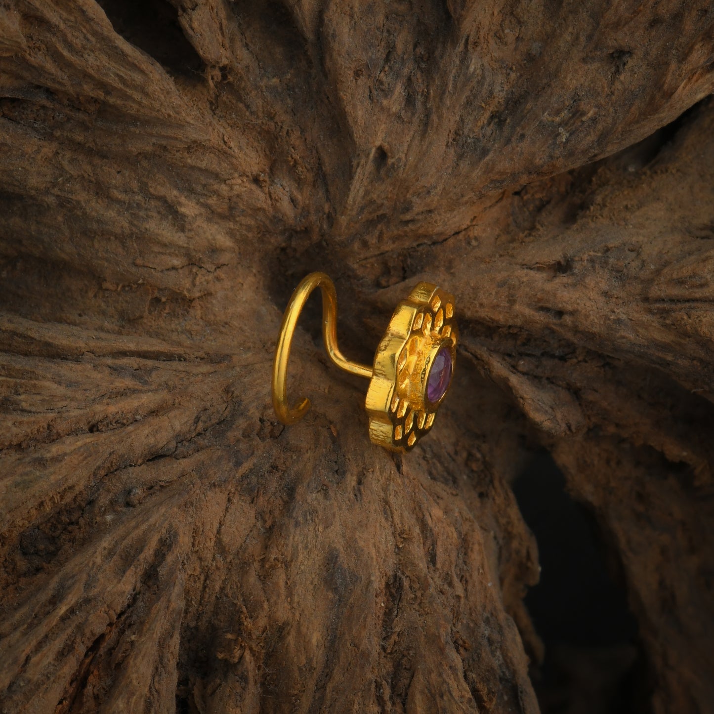 Crown Chakra Gold Plated Silver Nose Pin