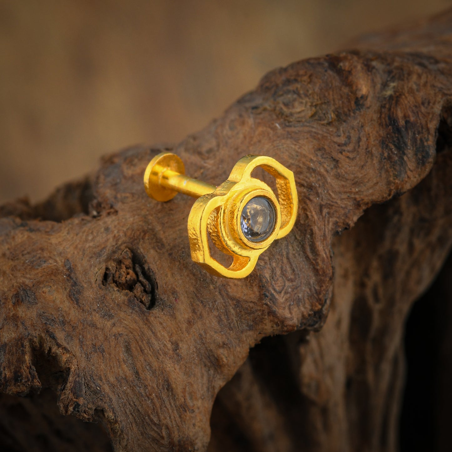 Third Eye Chakra Gold Plated Silver Nose Pin