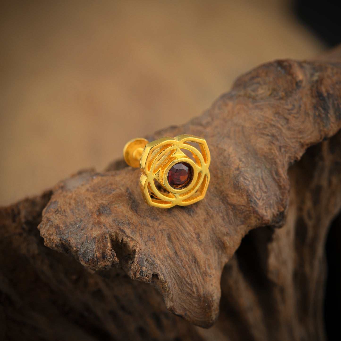 Root Chakra Gold Plated Silver Nose Pin