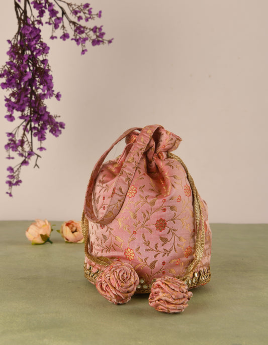 Floral Silk Potli Bag