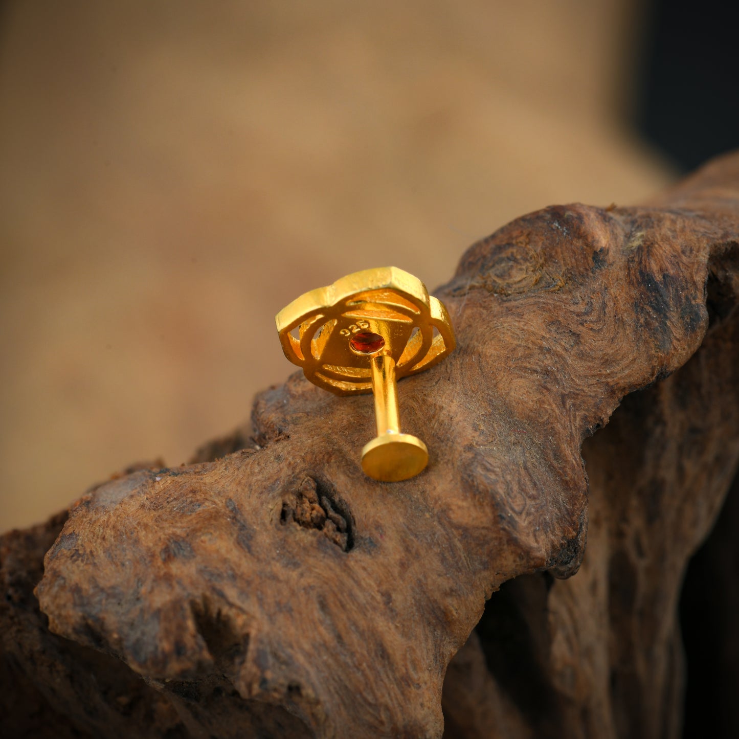 Root Chakra Gold Plated Silver Nose Pin