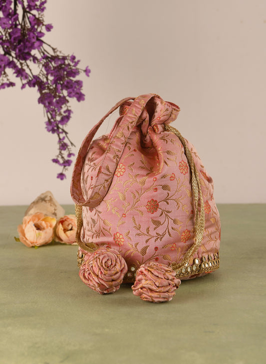 Floral Silk Potli Bag