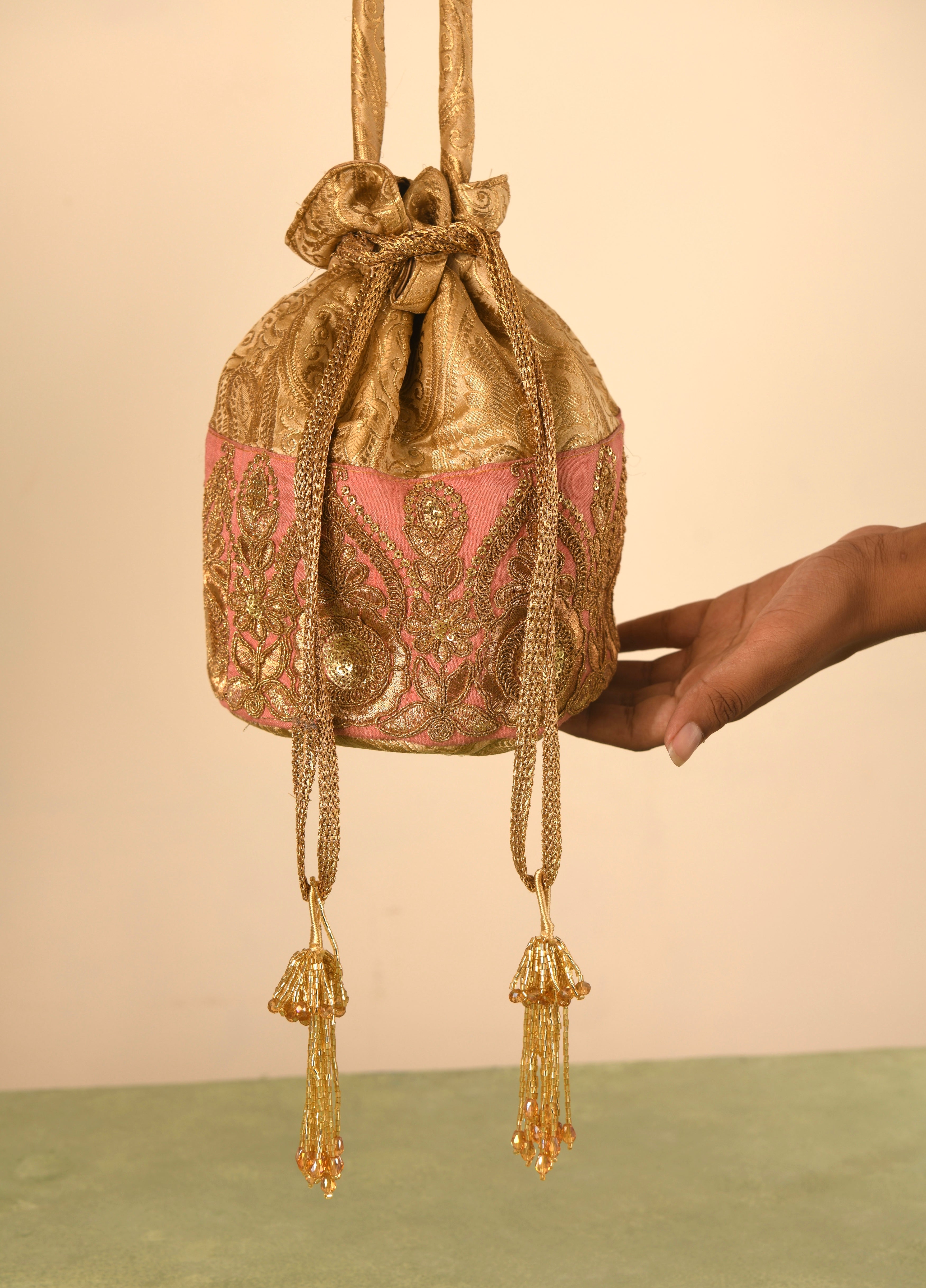 Blue Embroidered Potli Bag – Aditi Wasan