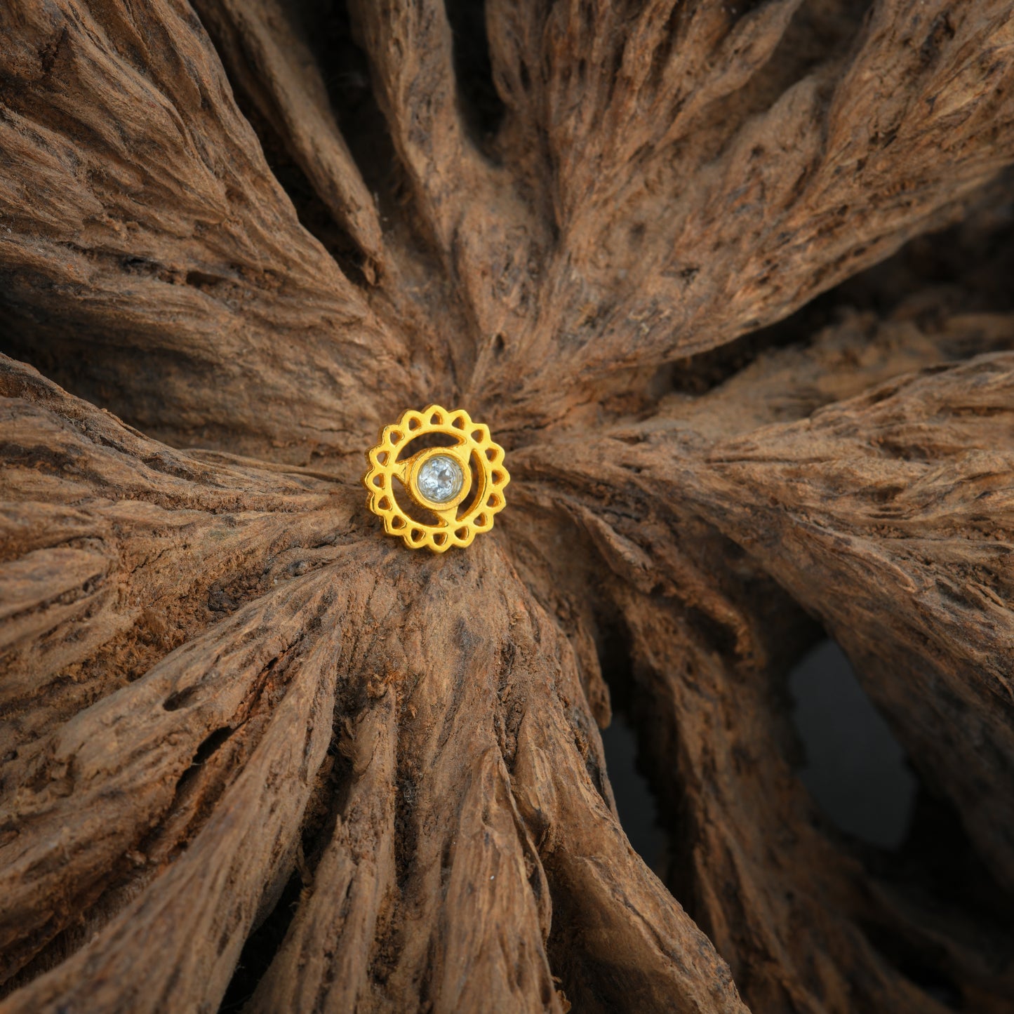 Vishuddhi Chakra Gold Plated Silver Nose Pin