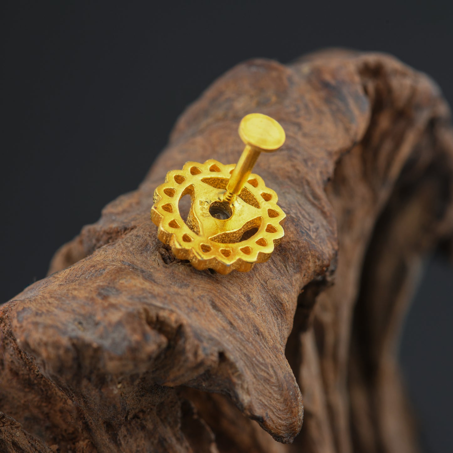 Vishuddhi Chakra Gold Plated Silver Nose Pin