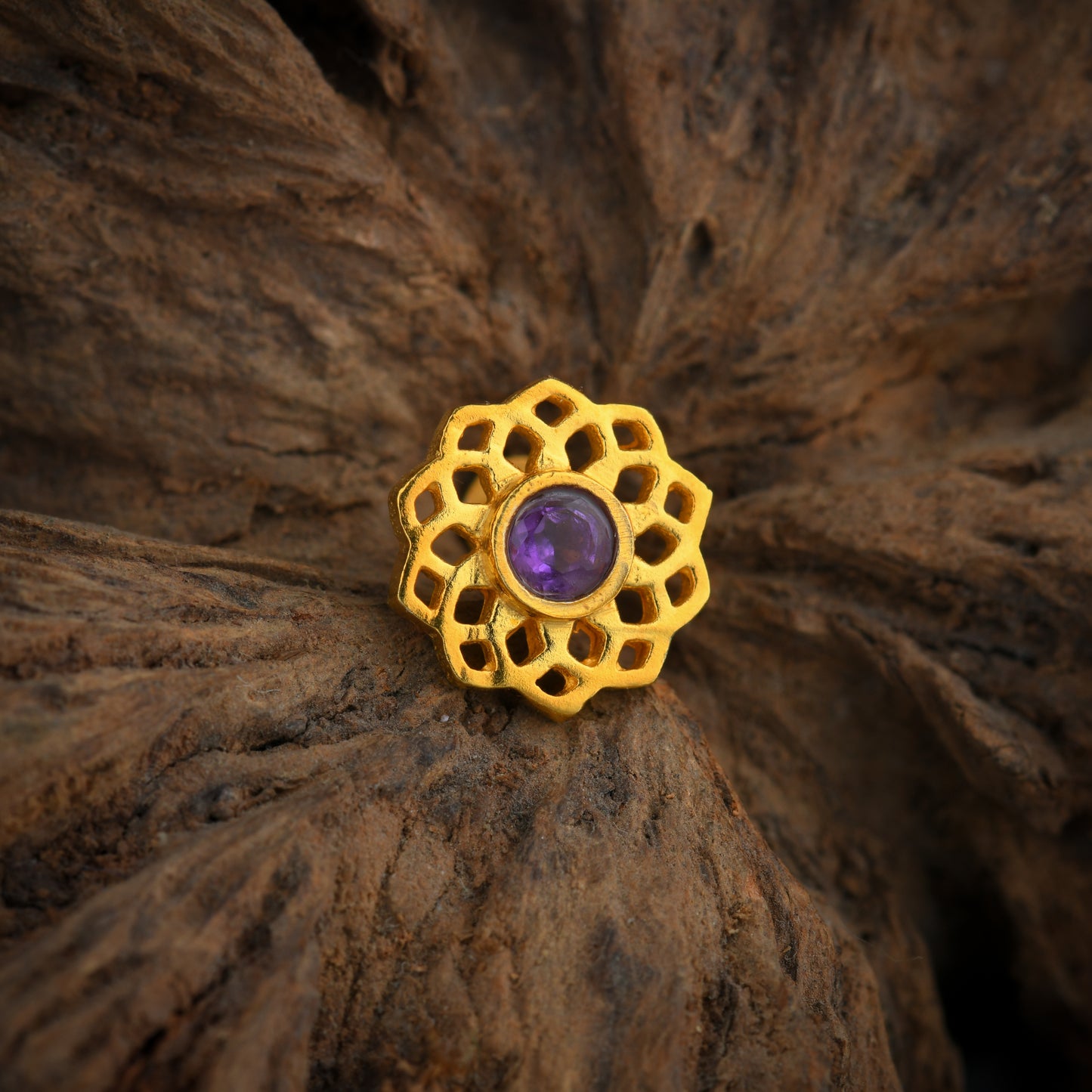 Crown Chakra Gold Plated Silver Nose Pin