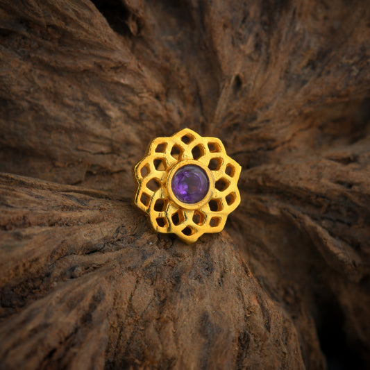 Crown Chakra Gold Plated Silver Nose Pin